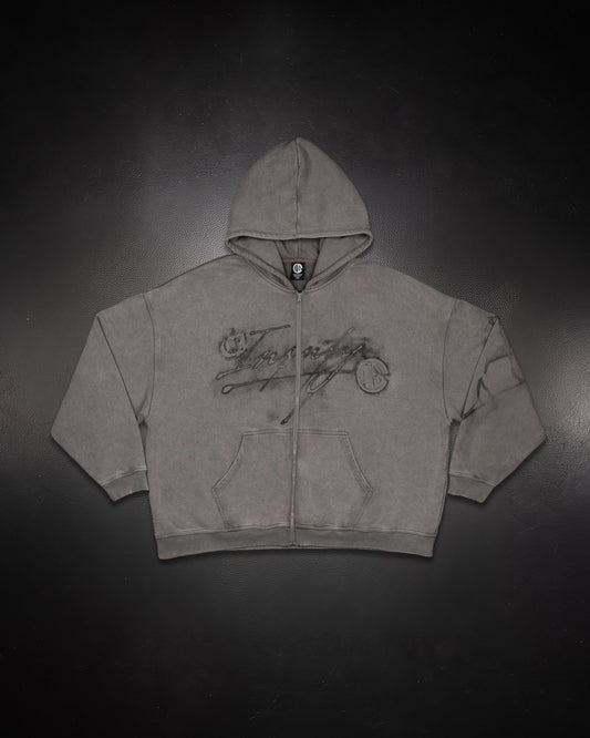 Smoke Zip Up Hoodie Grey