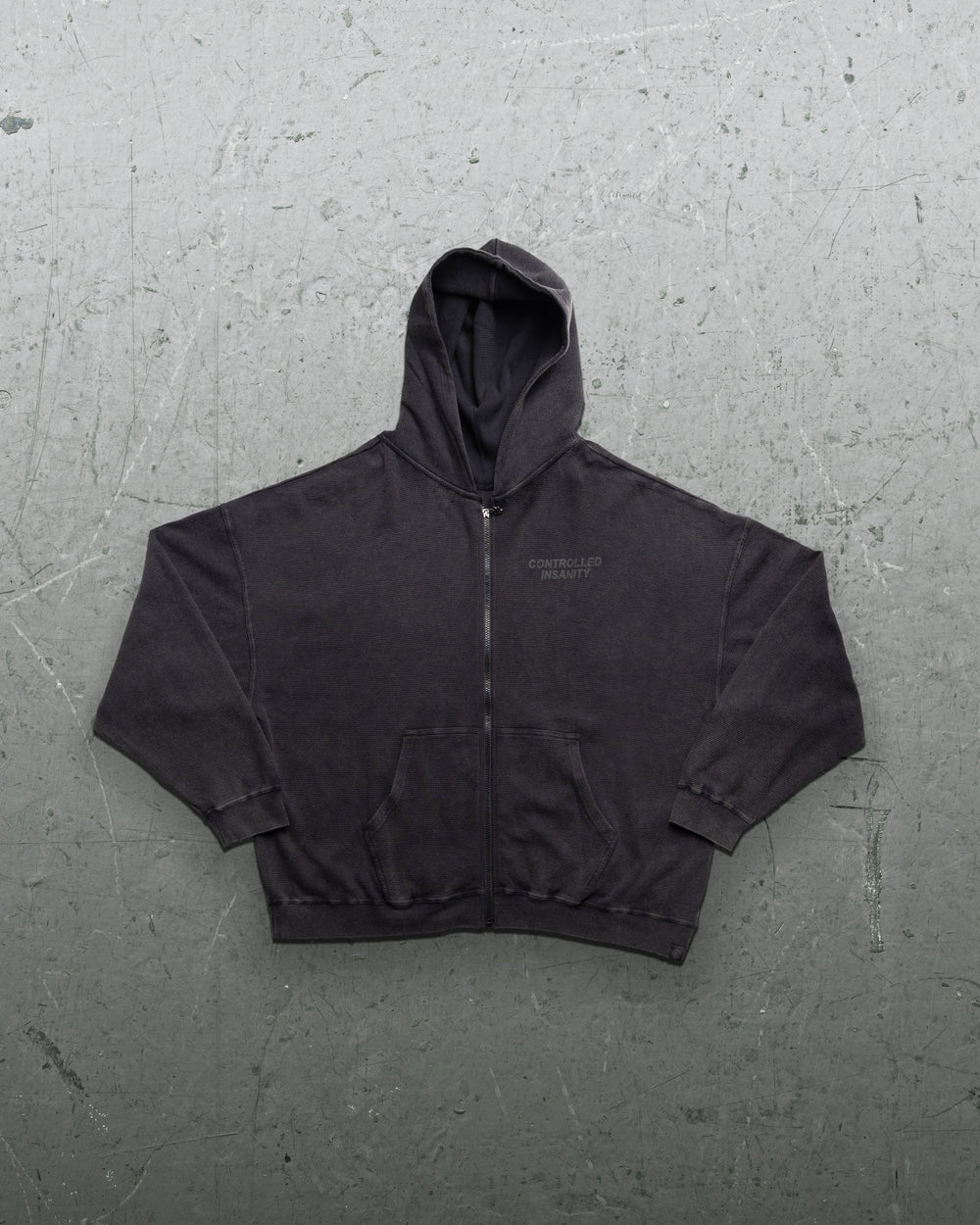 Signature Waffleknit Zip-Up - Black