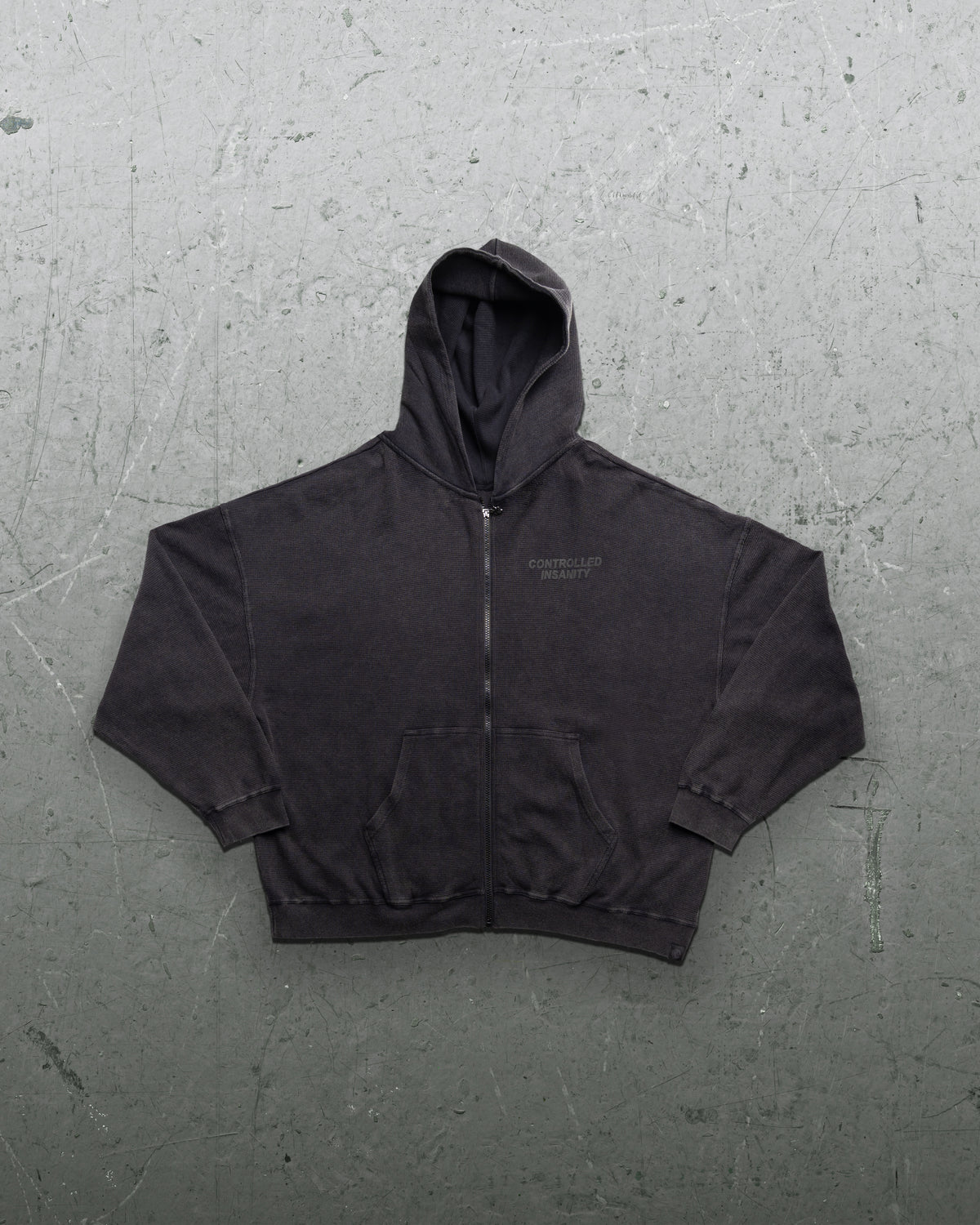 Signature Waffleknit Zip-Up - Black