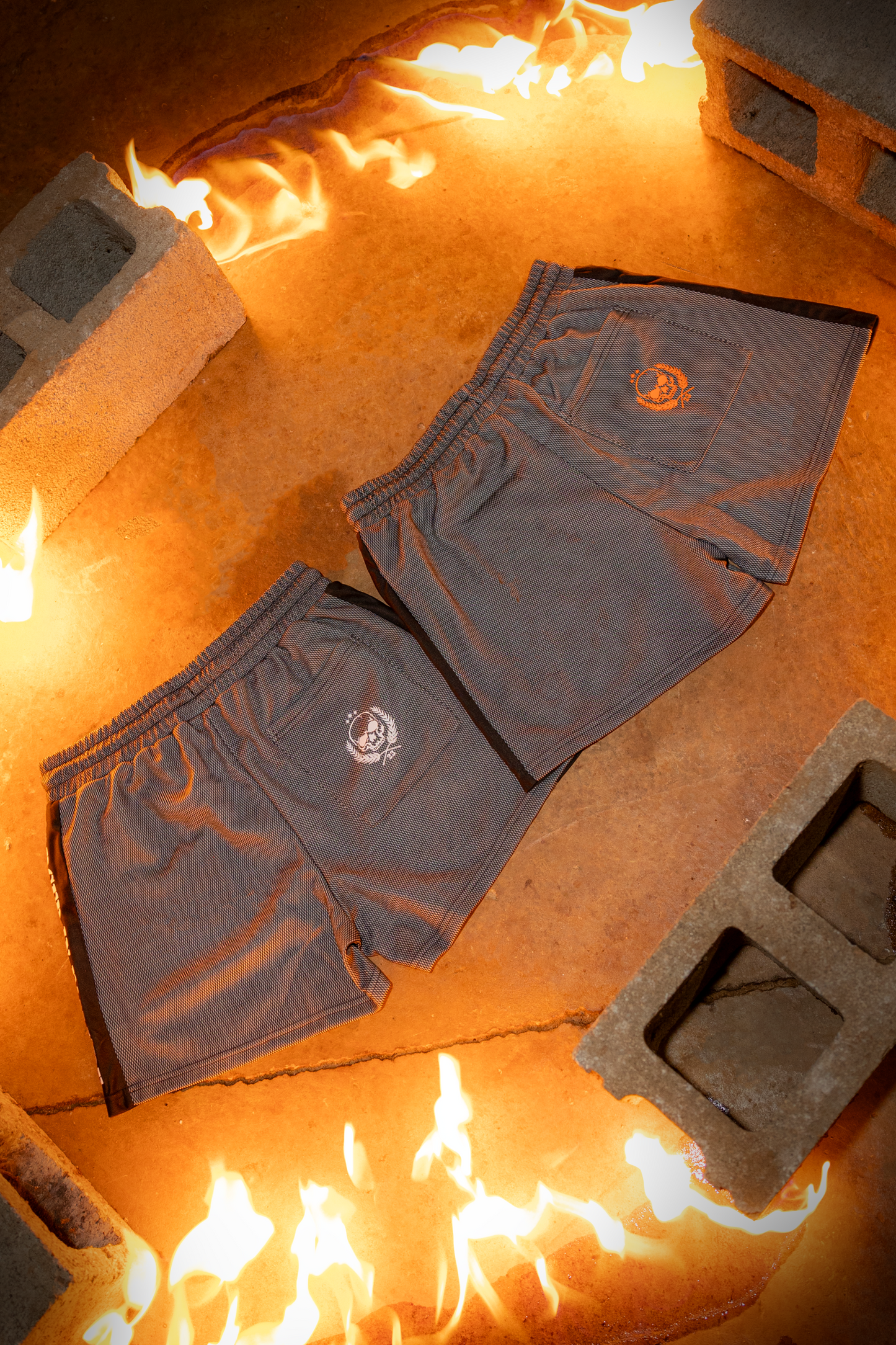 White Striped Mesh Shorts