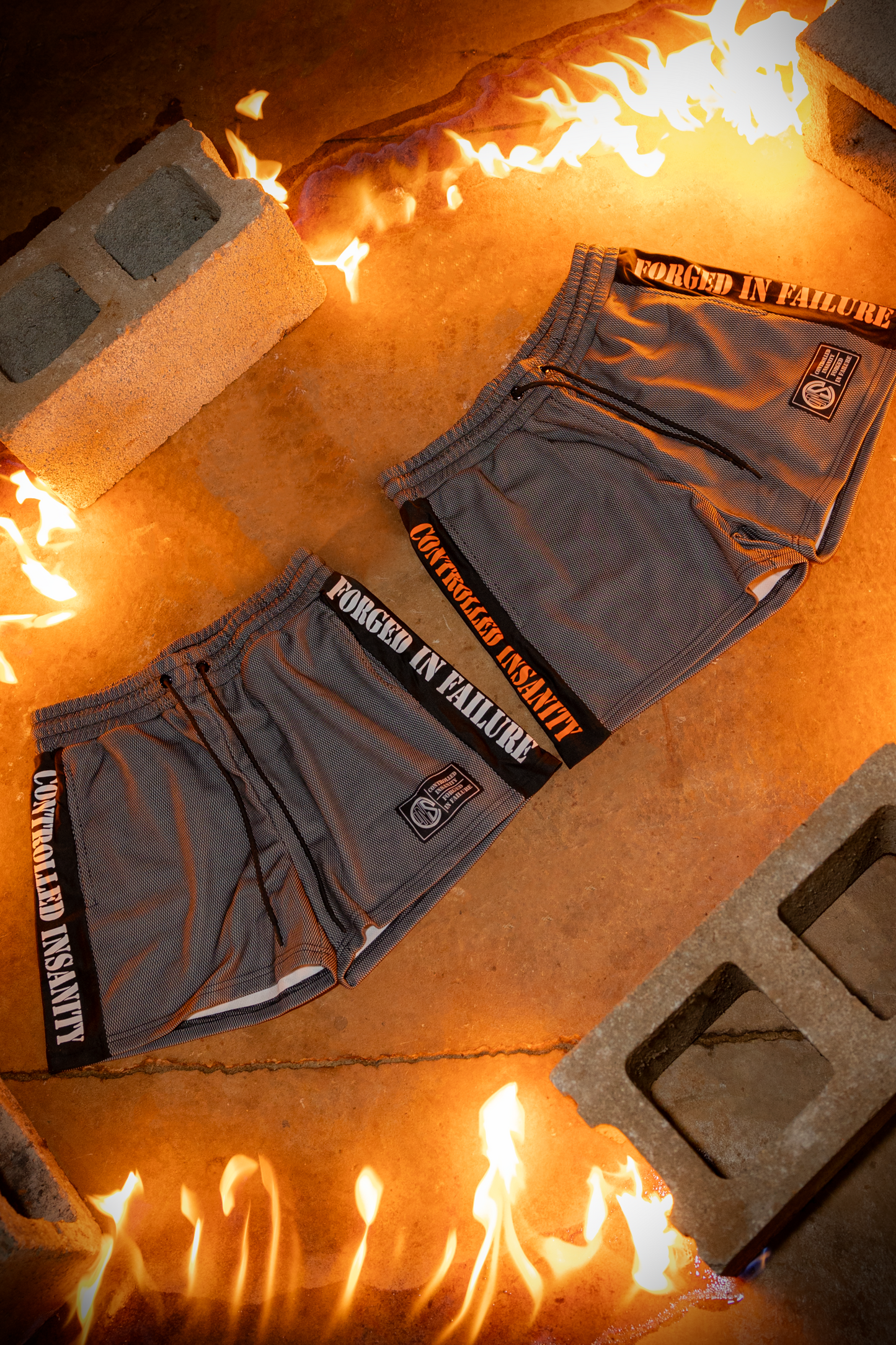 White Striped Mesh Shorts